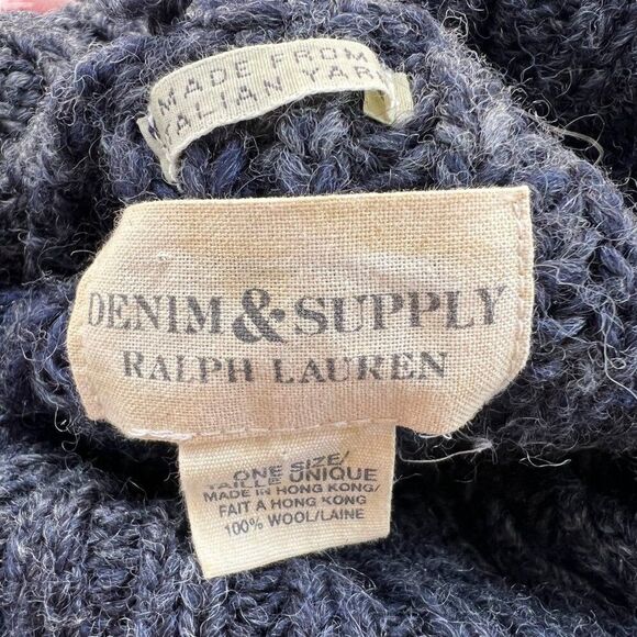 Ralph Lauren Denim & Supply Wool Patchwork Turtleneck Poncho Sweater Grey One Sz - Picture 5 of 8